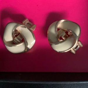Vintage Patent Stamped Ivory Knot Clip on Earrings